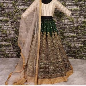 GREEN AND GOLD INDIAN DRESS LEHENGA